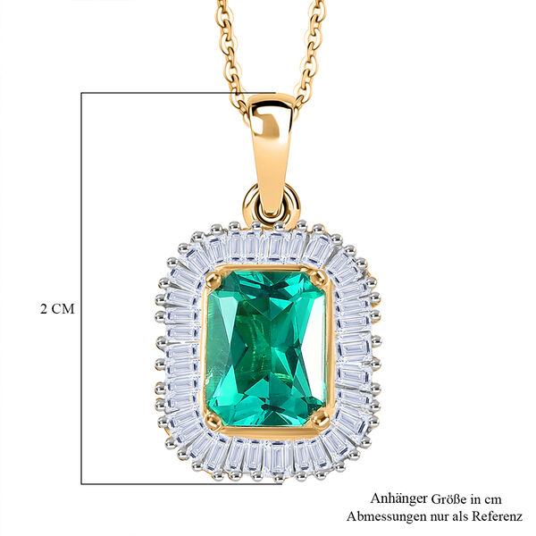 LUXURIANT AAA Labor kolumbianischer Smaragd und Labor Diamant Anh&auml;nger mit 50cm Kette - 1,76 ct. image number 6
