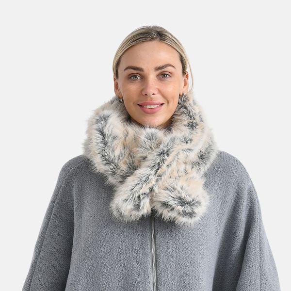 Elastischer Webpelz-Schal, Einheitsgr&ouml;&szlig;e, Wei&szlig;