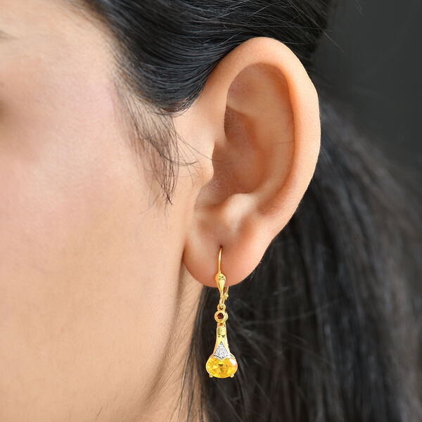 D'Joy Sphaleros Quarz, Roter Granat Ohrringe 925 Silber 750 Gelb Vergoldet ca. 3.12 ct image number 3