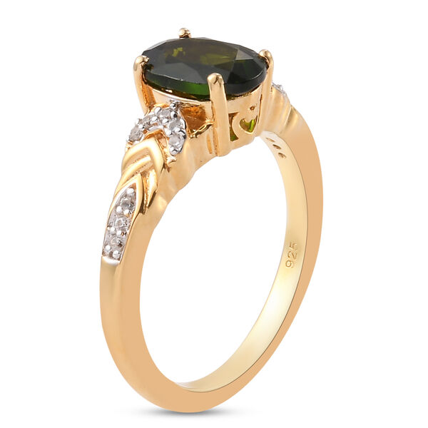 Natürlicher Chromdiopsid und Zirkon Ring 925 Silber vergoldet  ca. 1,40 ct image number 5
