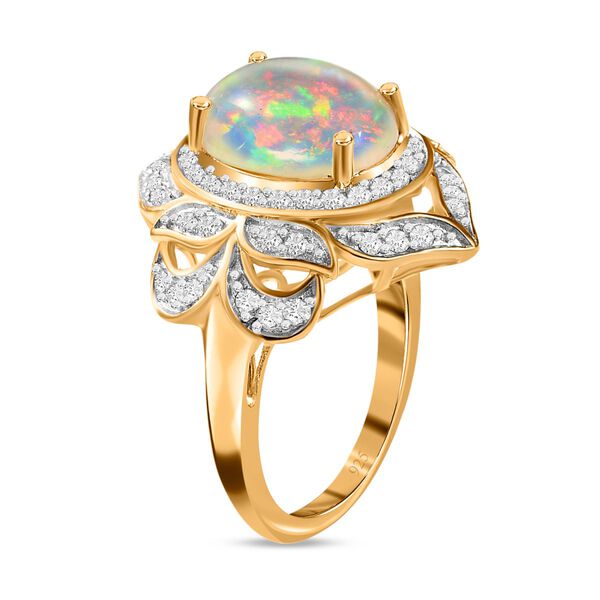 Natürlicher, äthiopischer Welo Opal und Zirkon-Ring - 4,61 ct. image number 5