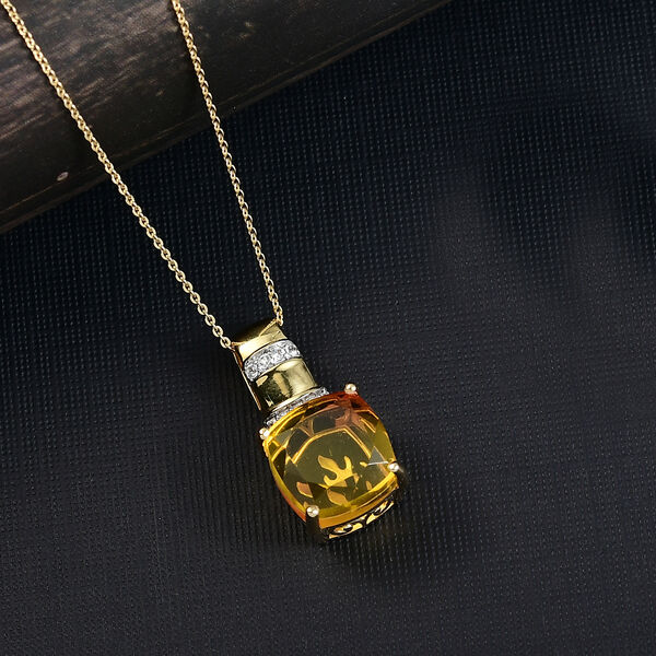 D'Joy Sphaleros Quarz, Wei&szlig;er Zirkon Schmuckset ca. 45 cm 925 Silber Gelbgold Vermeil ca. 8.94 ct image number 2