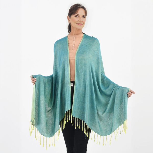 Superweicher doppelgewebter Schal, 70x170 cm, T&uuml;rkis image number 3