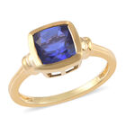 Tansanit-Farbe Quarz Solitär Ring 925 Silber vergoldet image number 3