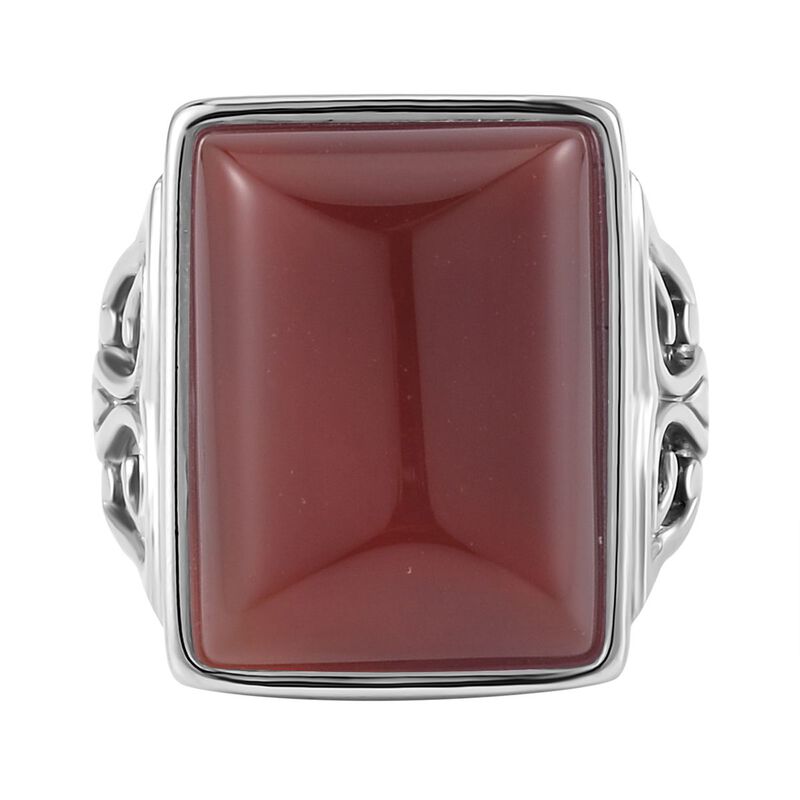 Roter Achat Ring, Reiner Edelstahl, (Größe 16.00), ca. 16.50 ct image number 0