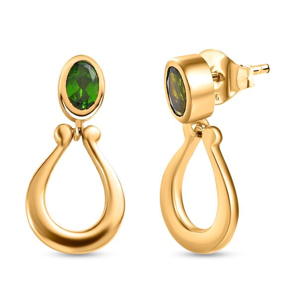 Nat&uuml;rliche Chromdiopsid Ohrringe, 925 Silber vergoldet ca. 0.93 ct image number 4