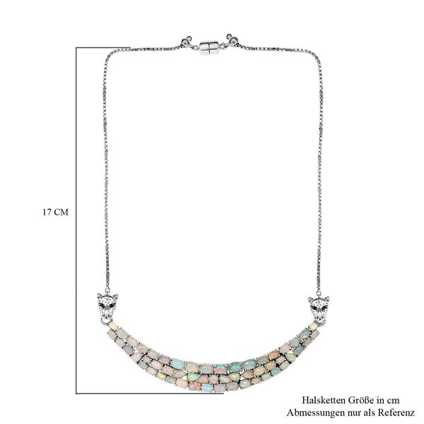 Nat&uuml;rliche, &auml;thiopische Welo Opal-Halskette in Silber, 15,63 ct. image number 6