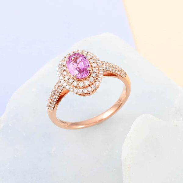 ILIANA AAA Rosa Saphir und SI GH Diamant Ring in 750 Ros&eacute;gold - 1,40 ct.&nbsp; image number 9