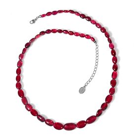 RHAPSODY zertifiziert und geprüft AAAA Rubellit 45cm Halskette in 950 Platin - 111,52 ct.