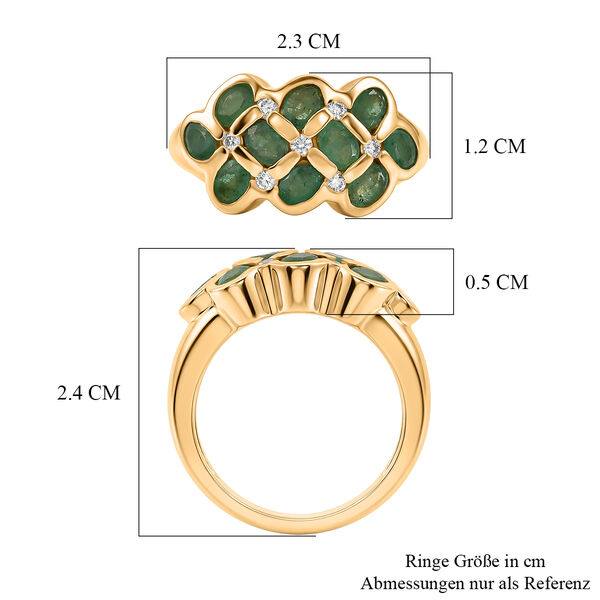 IDAR OBERSTEIN CLOSE OUT - D'Joy Socoto Smaragd, Wei&szlig;er Zirkon Ring 925 Silber 750 Gelbgold vermeil (Gr&ouml;&szlig;e 18.00) ca. 2.39 ct image number 6