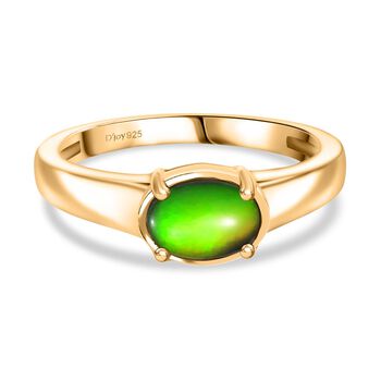 D'Joy Kanadischer Ammolit Ring 925 Silber 750 Gelb Vergoldet (Gr&ouml;&szlig;e 19.00) ca. 0.87 ct