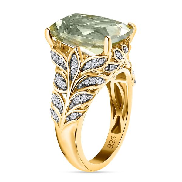 Prasiolith und Zirkon Ring - 6,52 ct. image number 4