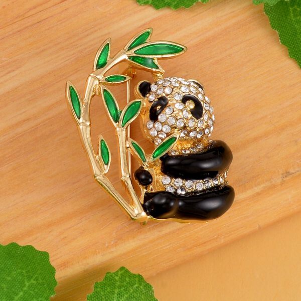 Wei&szlig;er Kristall Brosche  emailliert image number 1