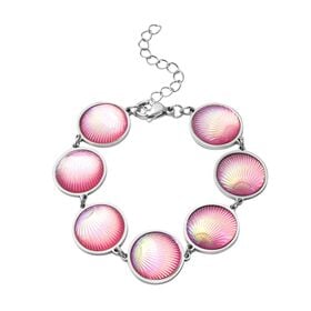 Muschel-inspiriertes Harzperlen-Design Armband, ca. 18.5 cm+ 5cm extender, Reiner Edelstahl, Rosa