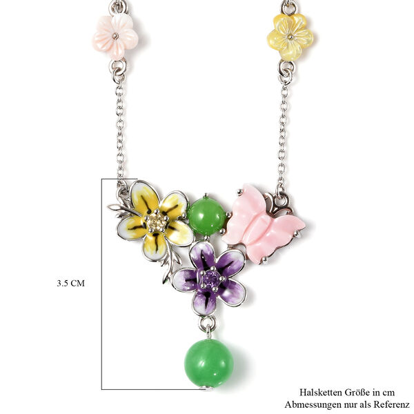 JARDIN KOLLEKTION - gr&uuml;ne Jade und rosa Perlmutt-Halskette, 925 Silber rhodiniert ca. 14,15 ct image number 5