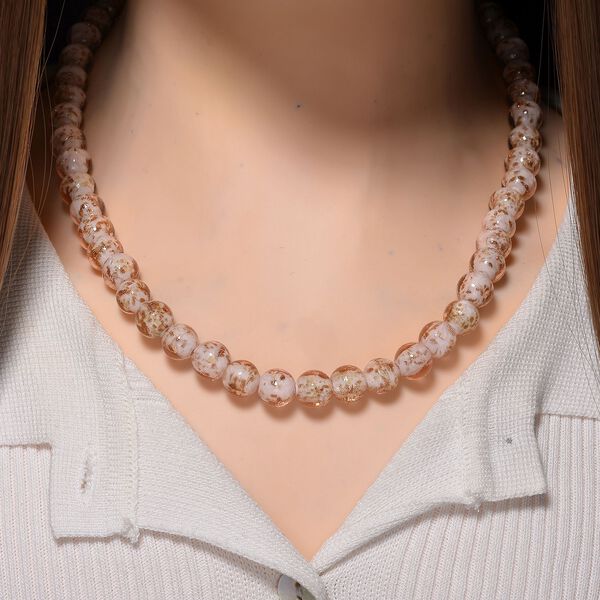 Weiße Halskette im Murano-Stil, 50+5cm image number 2