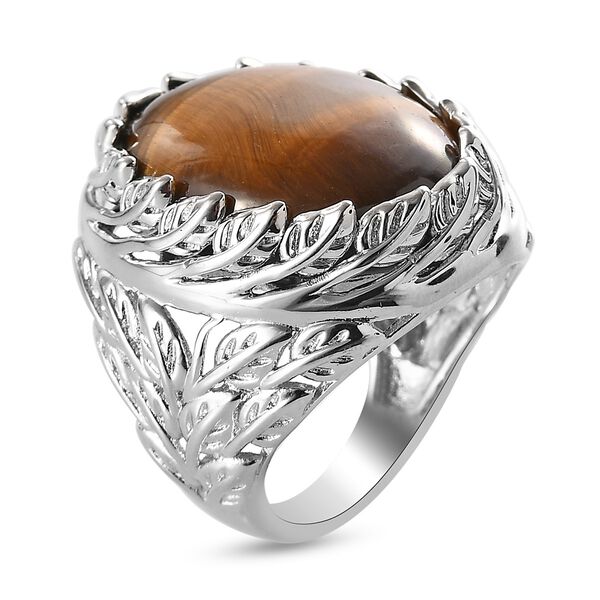 Tigerauge Solit&auml;r Ring Messing image number 4