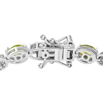 D'joy Nat&uuml;rlicher Peridot, Nat&uuml;rlicher Rhodolith Granat Armband ca. 19 cm 925 Silber Rhodiniert und 750 Gelbgold Vermeil ca. 7.61 ct