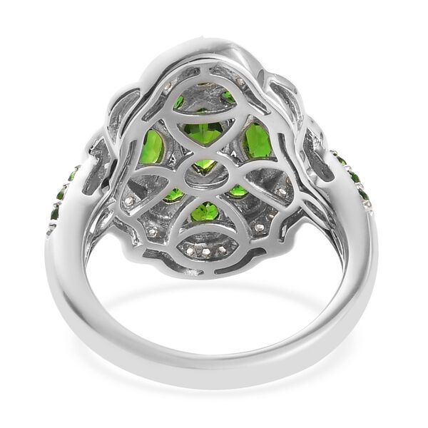 Natürlicher Chromdiopsid und Zirkon Cluster Ring 925 Silber platiniert  ca. 2,19 ct image number 5