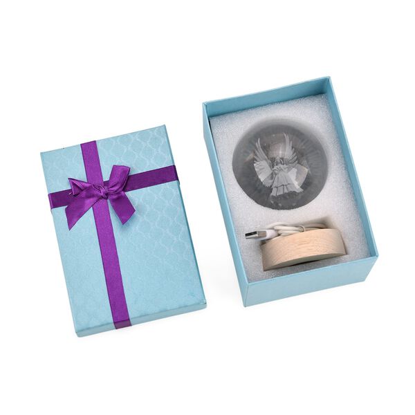 3D-Kristallglaskugel mit Engel, LED-Beleuchtung, 8cm, Farbwechsellicht image number 7