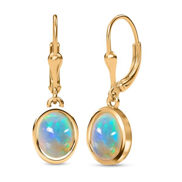 Natürliche, äthiopische Welo Opal Ohrringe, 925 Silber vergoldet ca. 1.58 ct image number 4