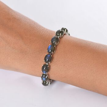 D'Joy AAA Labradorit Armband ca. 19 cm 925 Silber rhodiniert ca. 47.54 ct