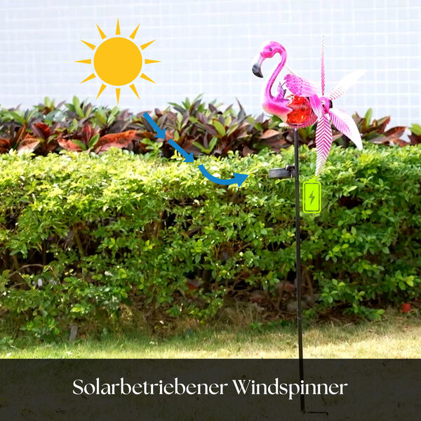 Solarbetriebener Windspinner: Rosa Flamingo image number 2