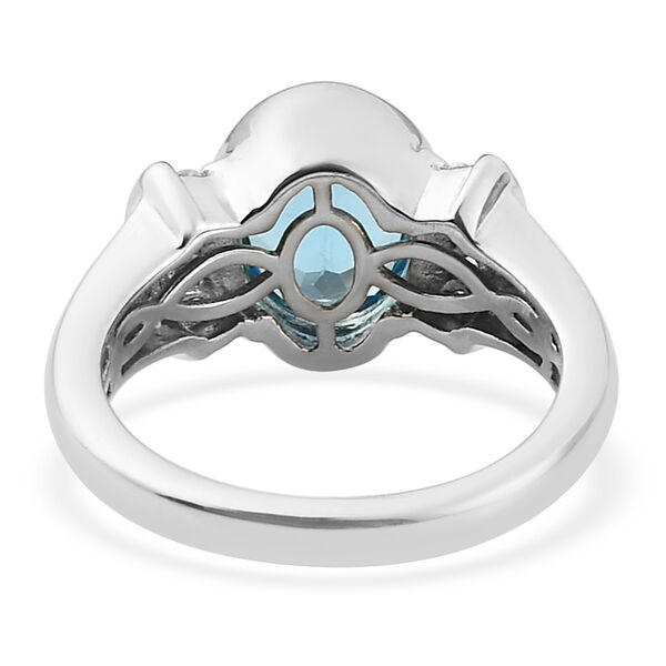 Schweizer Blautopas und Zirkon Ring 925 Silber Platin-&Uuml;berzug image number 6