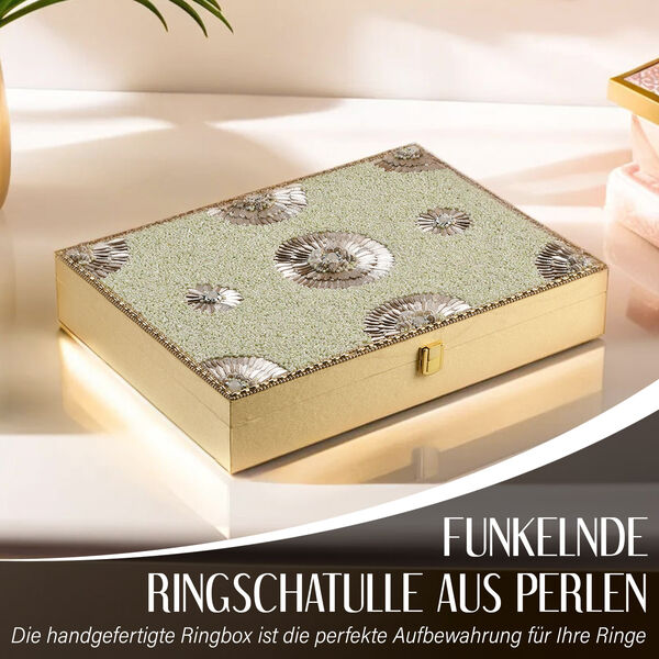 Schmuckbox bestickt mit Perlen und Pailletten, Pistaziengrün image number 2