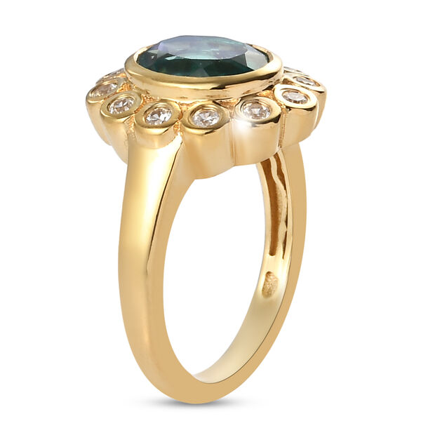 Pfau Triplett Quarz und Zirkon Ring 925 Silber vergoldet  ca. 2,46 ct image number 5