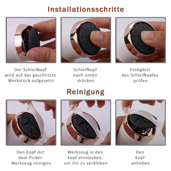 Wiederaufladbarer Hornhautentferner, drei Arten von Schleifk&ouml;pfen image number 5