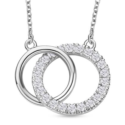 Moissanit Halskette ca. 45 cm 925 Silber rhodiniert ca. 0.77 ct