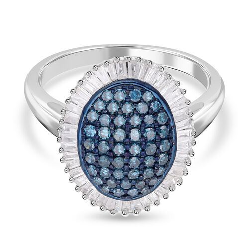 Diamantring mit blauen und weißen Diamanten, 1 ct. image number 0