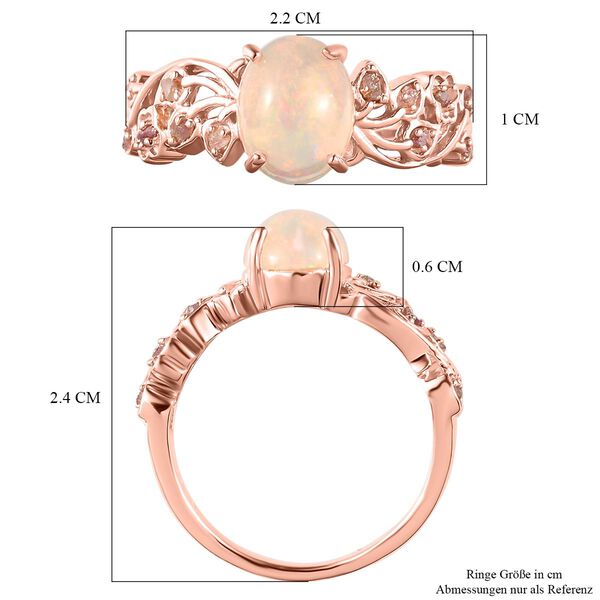 Nat&uuml;rlicher, &auml;thiopischer Welo Opal und rosa Diamant-Ring - 1,44 ct. image number 7