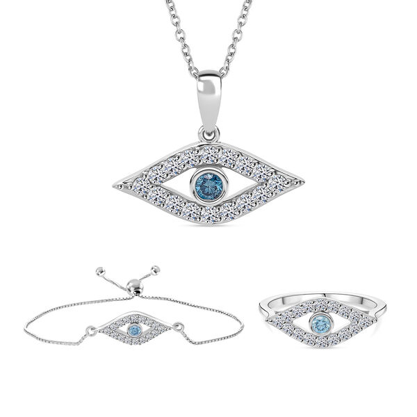 LUXURIANT SI Labor blaues Diamant und SI-GH wei&szlig;es Labor Diamant Schmuckset