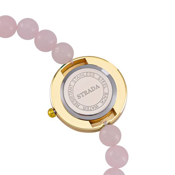 Rosenquarz Uhren Reiner Edelstahl Bicolor flexibel ca. 50,00 ct. image number 6