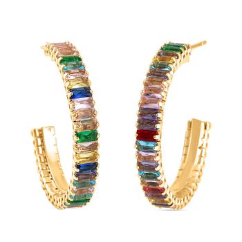 Mehrfarbiger Zirkonia Ohrringe Reines Messing ca. 4.00 ct