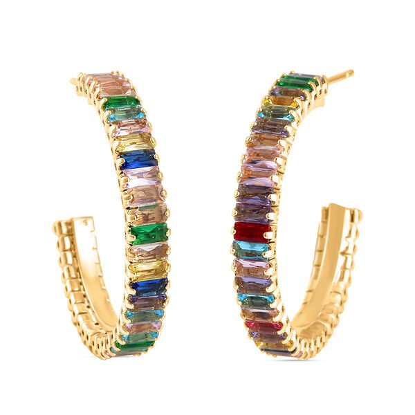 Mehrfarbiger Zirkonia Ohrringe Reines Messing ca. 4.00 ct