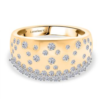 LUXURIANT DIAMOND - Lab Grown Diamant SI-GH SGL zertifiziert Ring 925 Silber 750 Gelbgold Vermeil (Gr&ouml;&szlig;e 21.00) ca. 1.00 ct