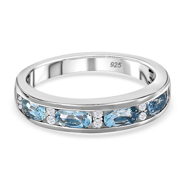 Santamaria Aquamarin und wei&szlig;er Diamant Ring, 925 Silber platiniert, ca. 0,93 ct
