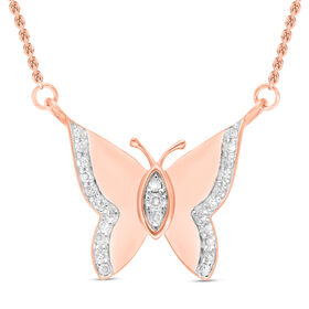 Diamant Halskette, 50cm, 925 Silber Roségold Vermeil - 0,15 ct.