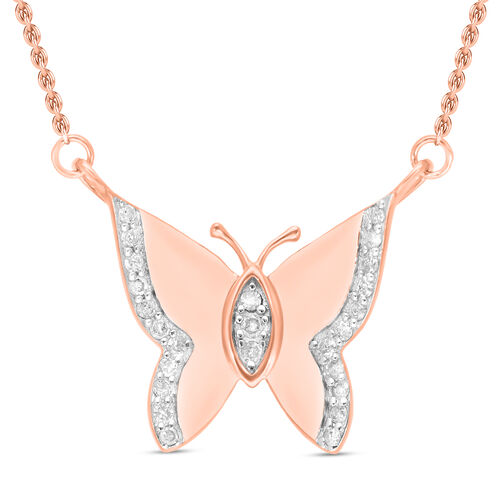 Diamant Halskette, 50cm, 925 Silber Roségold Vermeil - 0,15 ct. image number 0