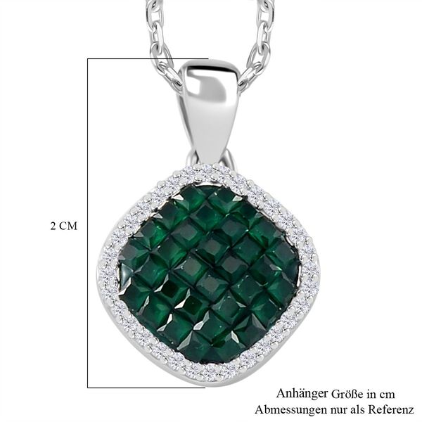 Grüner und weißer Zirkonia Halo Anhänger mit 45cm Kette image number 7