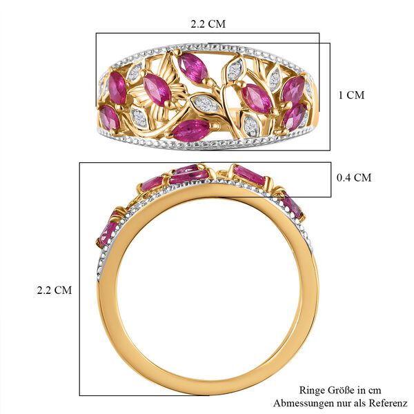 Montepuez-Rubin, Wei&szlig;er Zirkon Ring 925 Silber 750 Gelbgold Vermeil (Gr&ouml;&szlig;e 17.00) ca. 0,94 ct image number 7