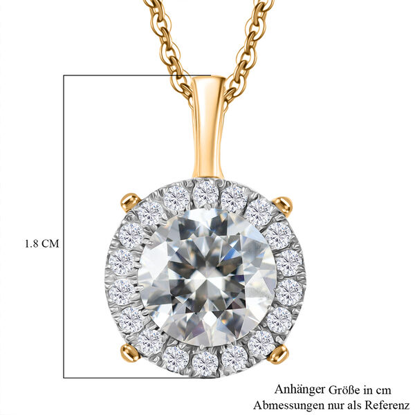 Moissanit Anhänger mit 50cm Kette, 925 Silber 750 Gelbgold Vermeil - 2 ct. image number 6