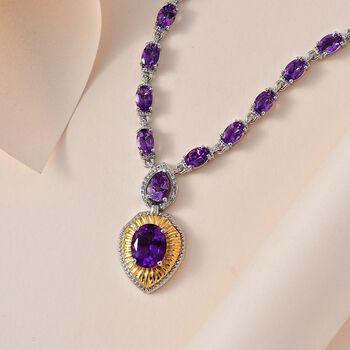 AA Marokkanische Amethyst und Zirkon-Halskette, 45 cm - 9,13 ct.