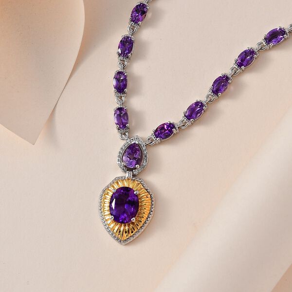AA Marokkanische Amethyst und Zirkon-Halskette, 45 cm - 9,13 ct. image number 2