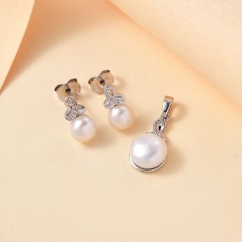 S&uuml;&szlig;wasser Perle und Zirkon Schmuckset