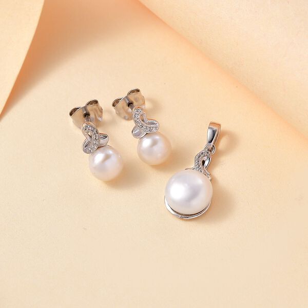 S&uuml;&szlig;wasser Perle und Zirkon Schmuckset image number 1