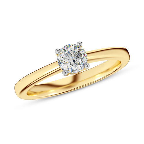 LUXURIANT DIAMOND - Lab Grown Diamant VS-EF SGL zertifiziert Ring, 925 Silber 750 Gelbgold Vermeil (Größe 18.00) ca. 0.50 ct image number 3